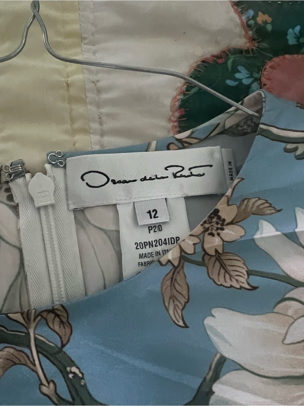 Oscar de la Renta Teal-Blue Floral Midi Wrap Dress - Picture 2 of 6